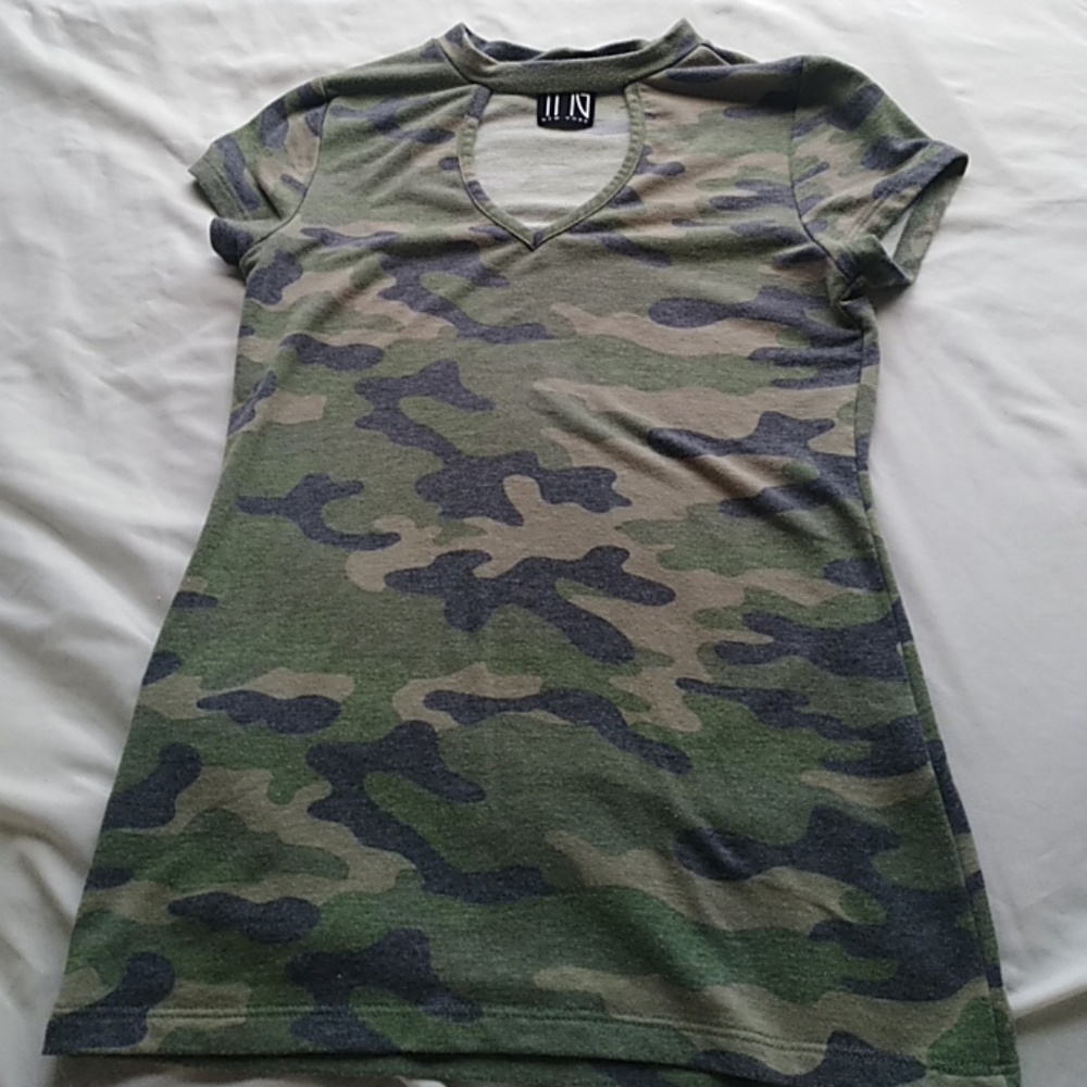 Camo cut out shirt